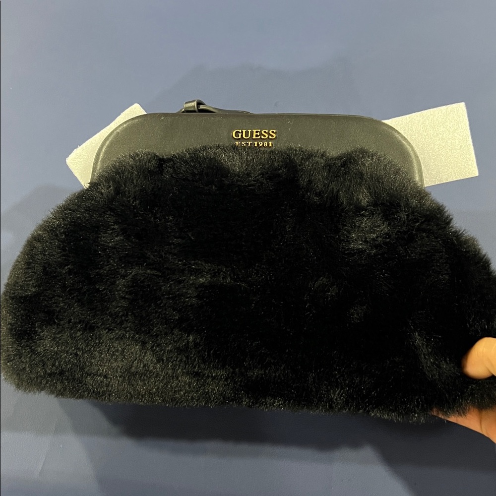 Guess Black Faux Fur Evening Bag